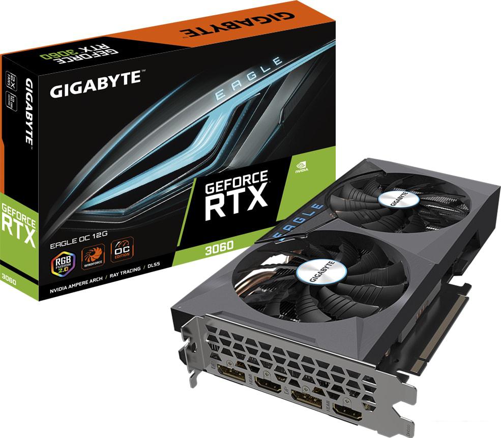 Видеокарта Gigabyte GeForce RTX 3060 Eagle OC 12GB GDDR6 (rev. 2.0) Видеокарта Gigabyte GeForce RTX 3060 Eagle OC 12GB GDDR6 (rev. 2.0)