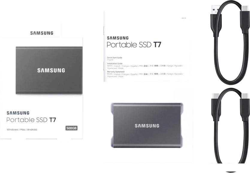 Внешний накопитель Samsung T7 500GB (серый)