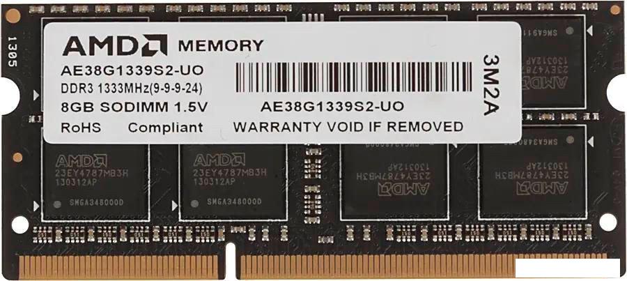 Оперативная память AMD Radeon 8ГБ DDR3 SODIMM 1333 МГц R338G1339S2S-UO