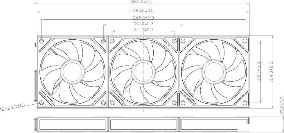 Комплект вентиляторов для корпуса Thermalright TL-M12Q X3 (черный)