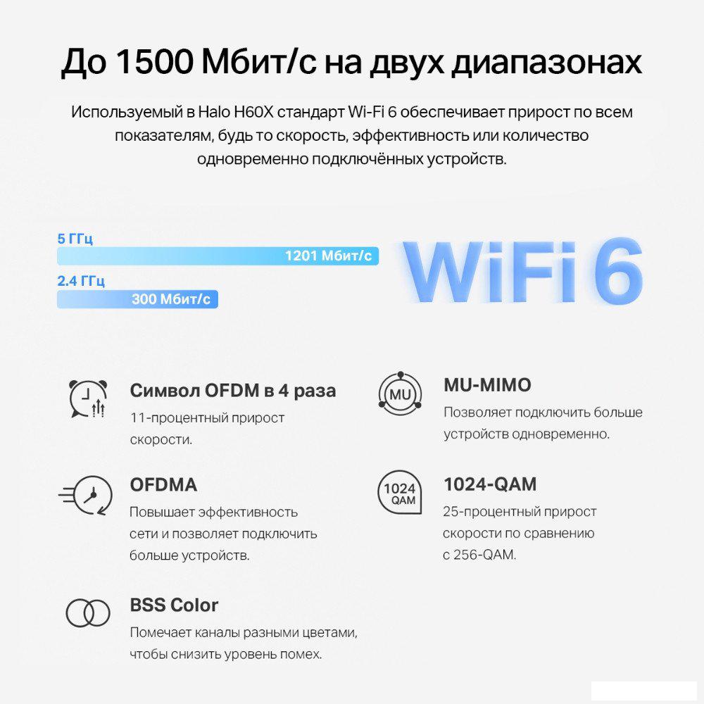 Wi-Fi система Mercusys Halo H60X (3 шт) Wi-Fi система Mercusys Halo H60X (3 шт)