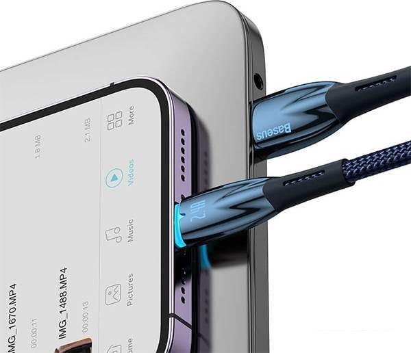 Кабель Baseus Glimmer Series Fast Charging Data Cable USB Type-A - Lightning 2.4A CADH000303 (2 м, синий)