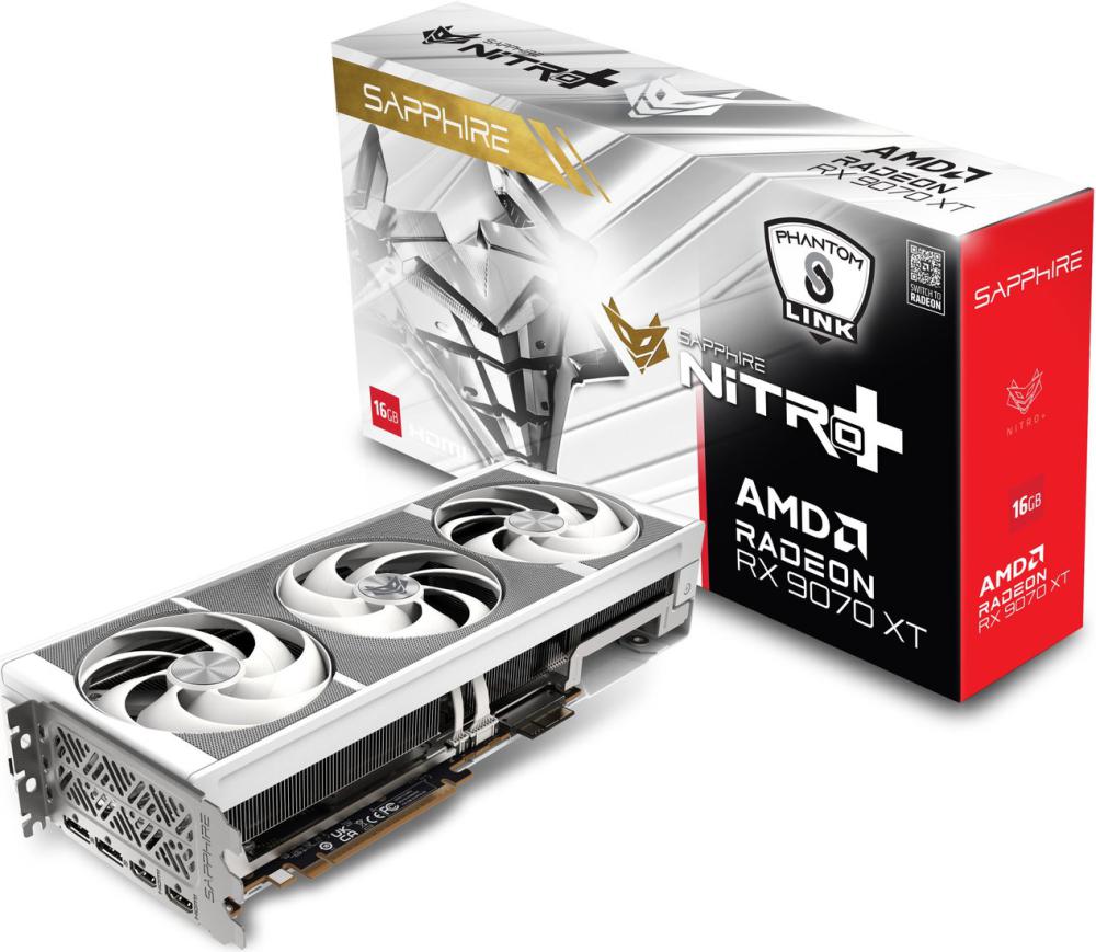 Видеокарта Sapphire Nitro+ Radeon RX 9070 XT OC PhantomLink Polar Edition 11348-08-20G