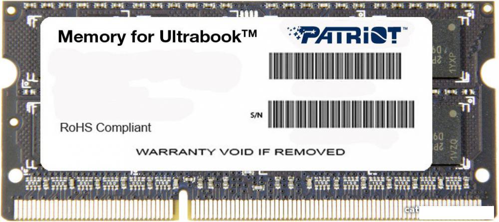 Оперативная память Patriot Memory for Ultrabook 4GB DDR3 SO-DIMM PC3-12800 (PSD34G1600L2S)