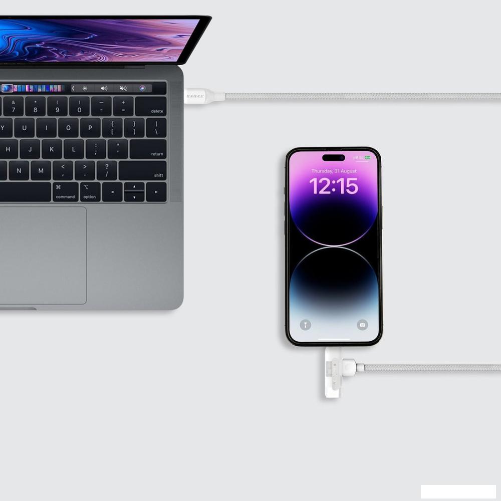 Кабель Momax DL56W 1-Link Flow Duo USB Type-C - Lightning/USB Type-C (1.5 м, белый)