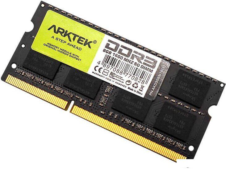 Оперативная память Arktek 8ГБ DDR3 SODIMM 1600 МГц AKD3S8N1600