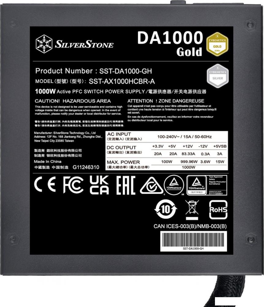 Блок питания SilverStone DA1000 Cybenetics Gold SST-DA1000-GH