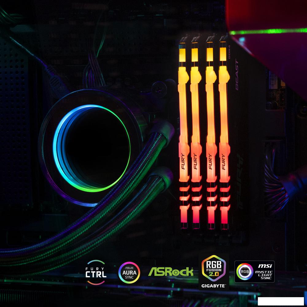 Оперативная память Kingston FURY Beast RGB 16ГБ DDR4 3600 МГц KF436C18BB2A/16