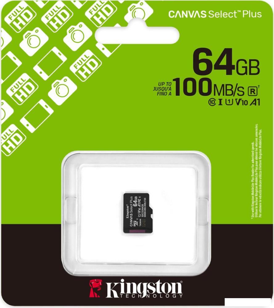 Карта памяти Kingston Canvas Select Plus microSDXC 64GB SDCS3/64GBSP