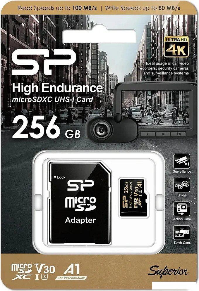 Карты памяти Silicon-Power Golden Series High Endurance microSDXC SP256GBSTXDV3V1HSP 256GB (с адаптером)