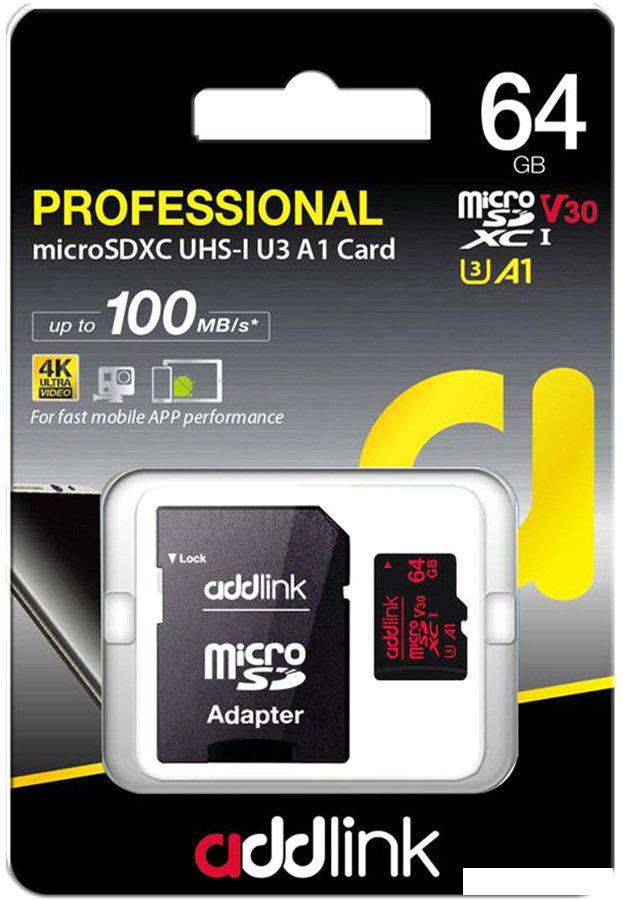 Карта памяти Addlink microSDXC AD128GBMSXU3A 128GB (с адаптером)