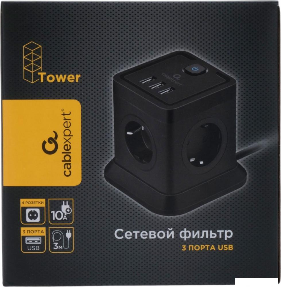Сетевой фильтр Cablexpert TWR-4-U3-B-3