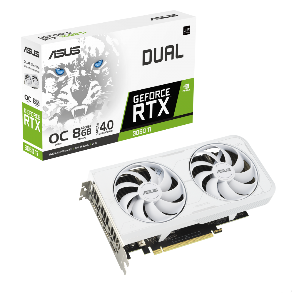 Видеокарта ASUS Dual GeForce RTX 3060 Ti White OC Edition 8GB GDDR6X DUAL-RTX3060TI-O8GD6X-WHITE Видеокарта ASUS Dual GeForce RTX 3060 Ti White OC Edition 8GB GDDR6X DUAL-RTX3060TI-O8GD6X-WHITE