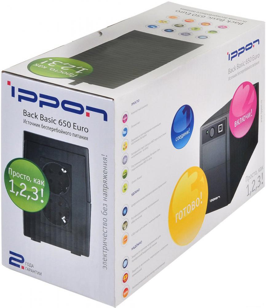 Источник бесперебойного питания IPPON Back Basic 650 Euro