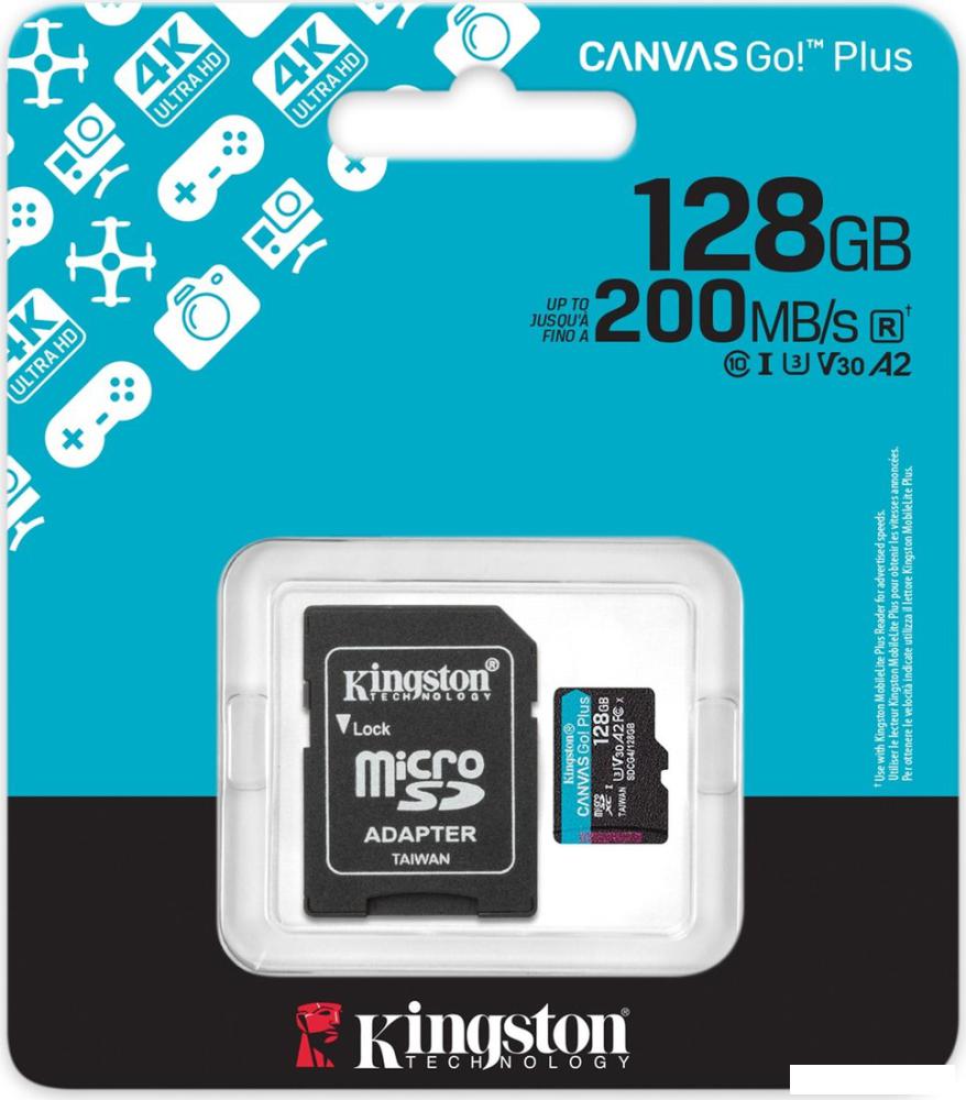 Карта памяти Kingston Canvas Go! microSDXC 128GB SDCG4/128GB (с адаптером)
