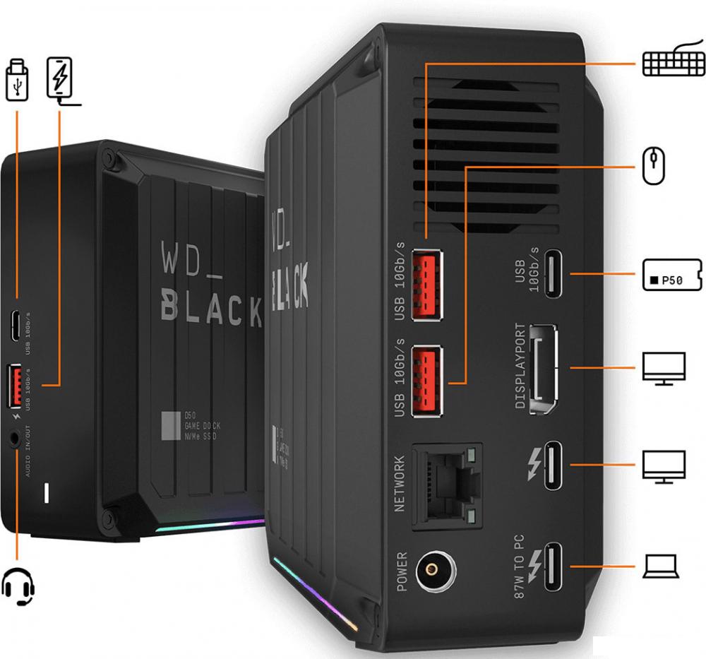 Внешний накопитель WD Black D50 Game Dock NVMe 1TB WDBA3U0010BBK