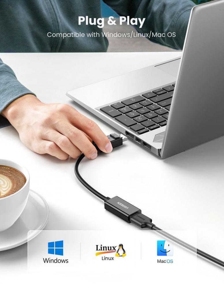 Адаптер Ugreen MM137 70694 HDMI - DisplayPort (0.25 м)