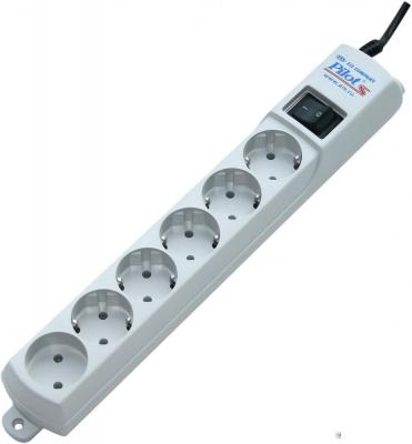 Сетевой фильтр ZIS Pilot S 6 розеток, 10 м, серый