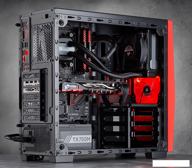 Корпус Corsair Carbide SPEC-04 (закаленное стекло, черный/красный)