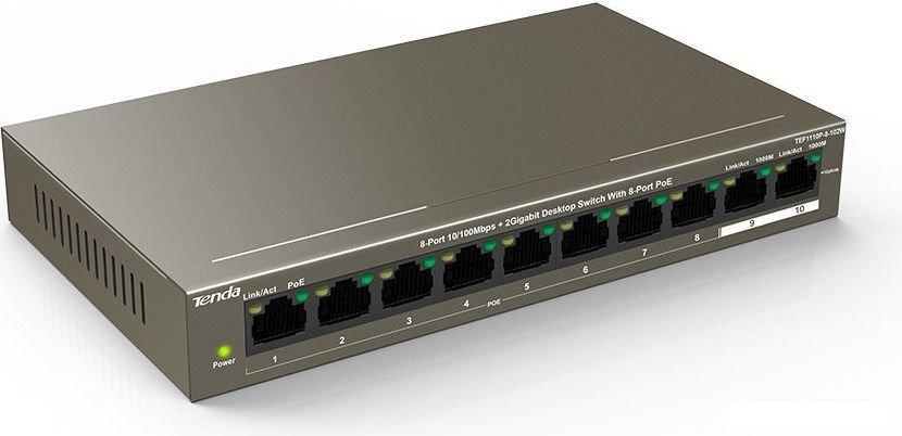 Неуправляемый коммутатор Tenda TEF1110P-8-102W