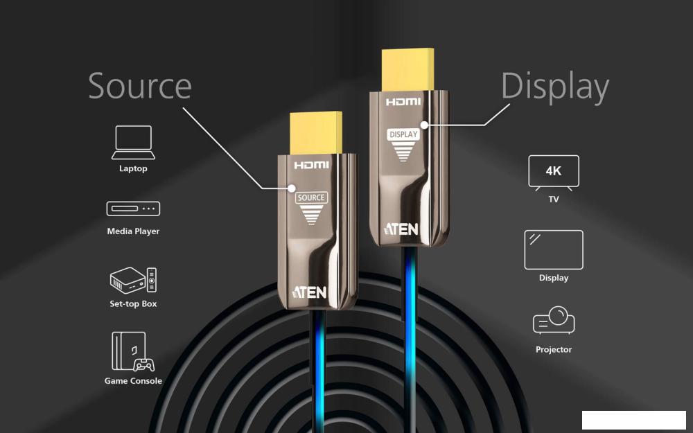 Кабели, адаптеры, разветвители Aten VE781010-AT HDMI - HDMI (10 м, черный)
