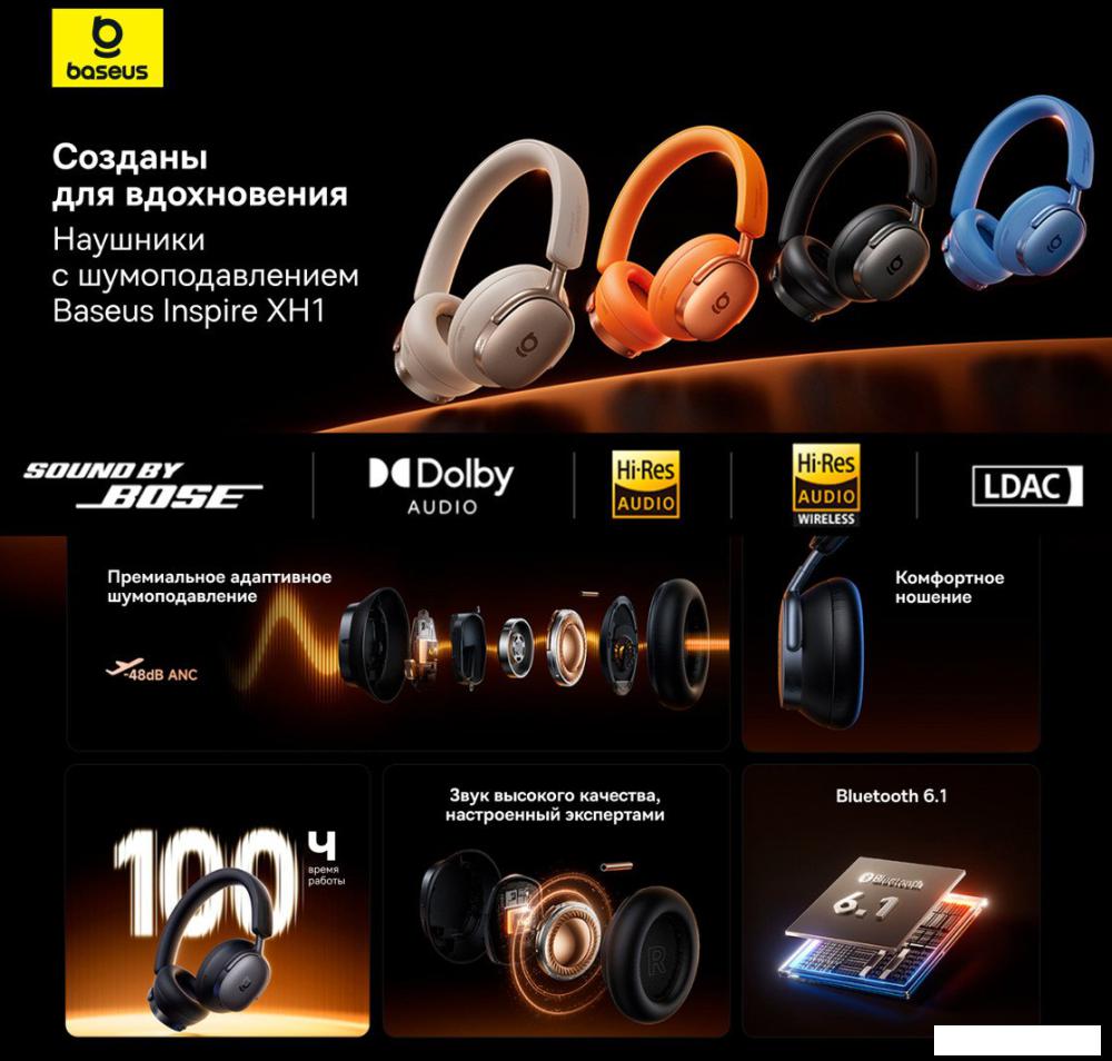 Наушники и гарнитуры Baseus Inspire XH1 (черный)