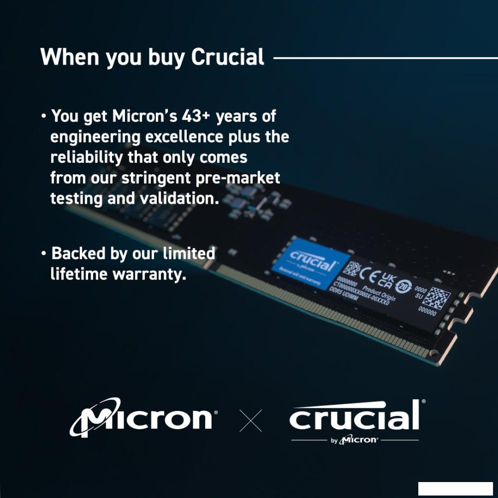 Оперативная память Crucial 16ГБ DDR5 5600 МГц CT16G56C46U5T