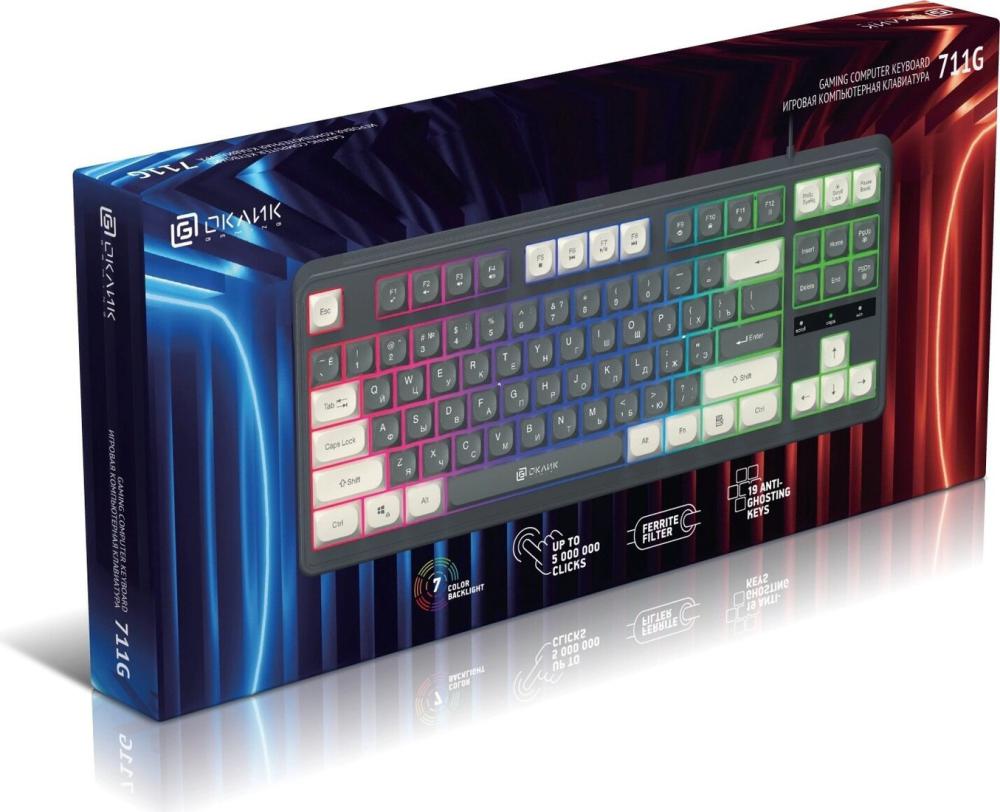 Клавиатура Оклик 711G (серый/белый)
