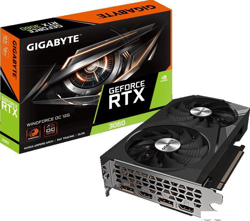 Видеокарта Gigabyte GeForce RTX 3060 Windforce OC 12G GV-N3060WF2OC-12GD (rev. 2.0)