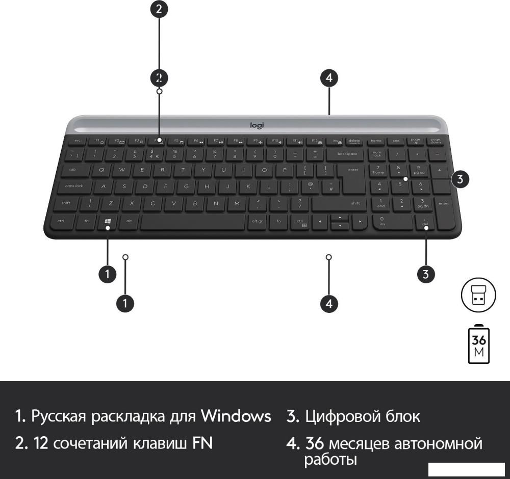Офисный набор Logitech MK470 Slim Wireless Combo