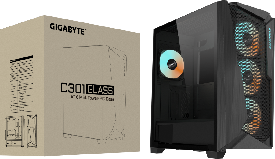 Корпус Gigabyte C301 Glass (черный)