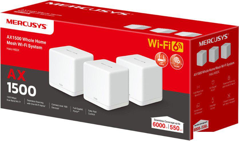 Wi-Fi система Mercusys Halo H60X (3 шт) Wi-Fi система Mercusys Halo H60X (3 шт)