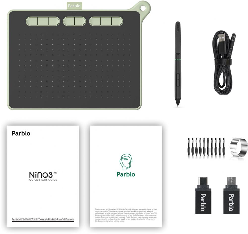 Графический планшет Parblo Ninos M (зеленый) Графический планшет Parblo Ninos M (зеленый)