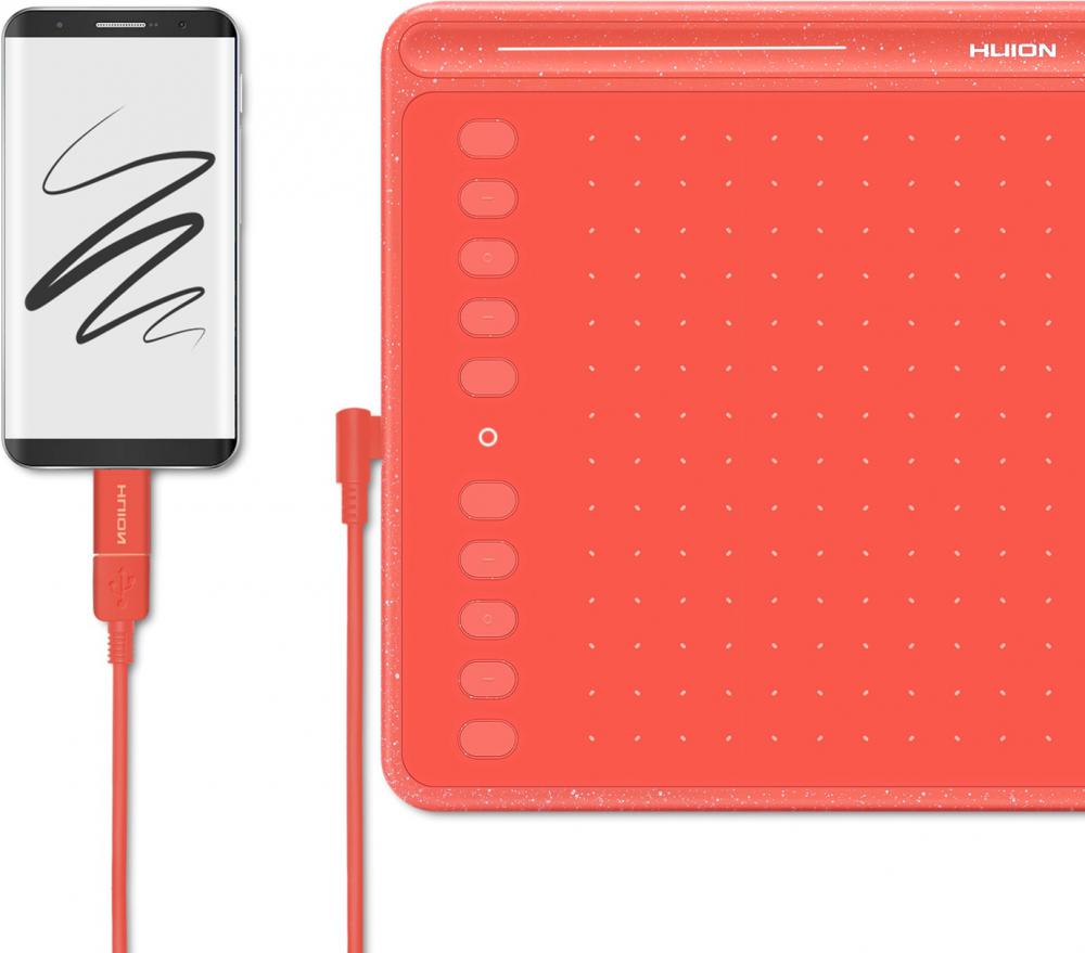 Графический планшет Huion HS611 (коралловый красный) Графический планшет Huion HS611 (коралловый красный)