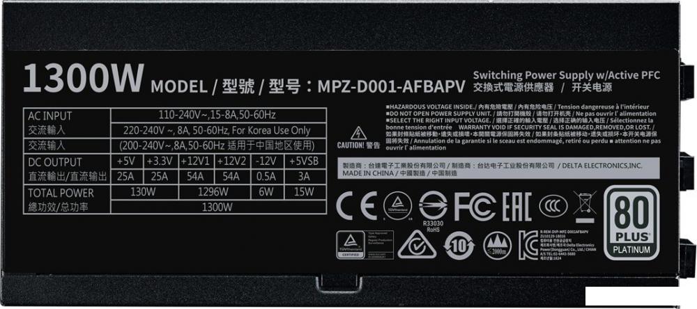 Блок питания Cooler Master V1300 Platinum MPZ-D001-AFBAPV